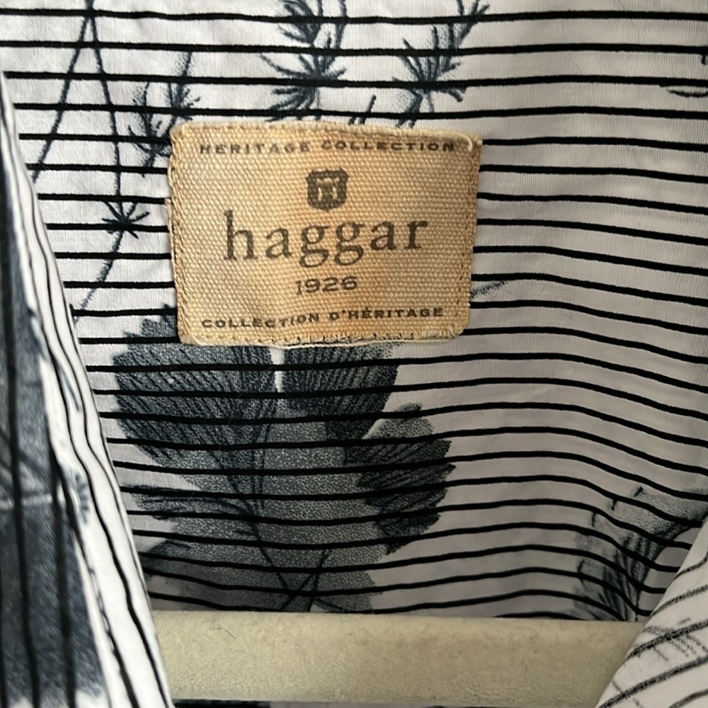 HAGGAR HERITAGE Men’s Cotton Floral Button Down Shirt, Size L - Picture 5 of 9